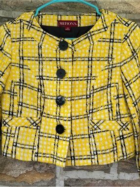 Merona Yellow Plaid Cropped Blazer Jacket women’s XS - Clueless look